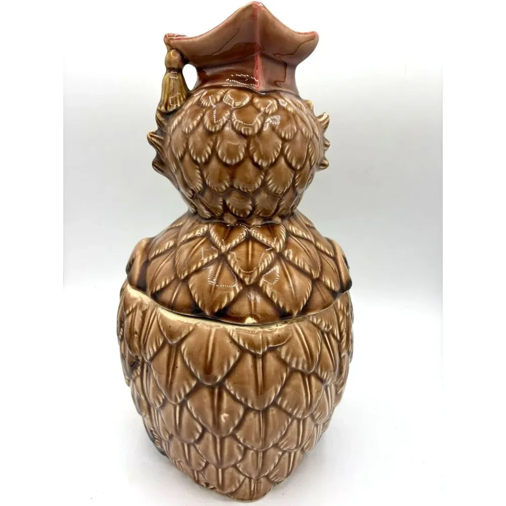 Vintage 1960s OWL Cookie Jar Graduation Cap Wise Ceramic National Silver Co.